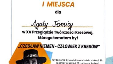 Agata Tomica na 1 miejscu  Przeglądu Twórczości Kresowej